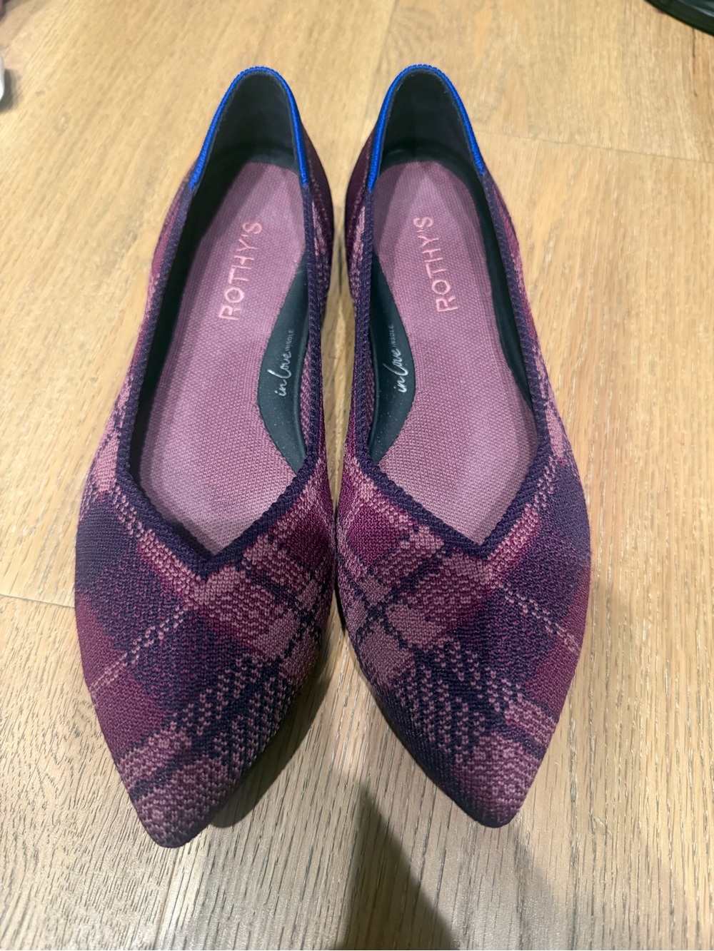 Rothy's Burgundy and Plum Pointed Knit Flats